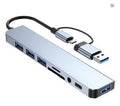 8 in 2 USB +Type C HUB Docking Station with 3.5mm Audio Jack Adapter Micro SD Card Reader Laptop Tablet Phone Disk Converter
